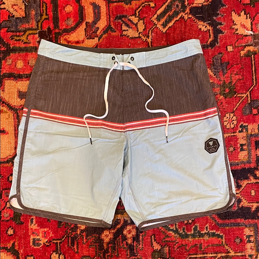 VISSLA Grey and Light Blue Board Shorts